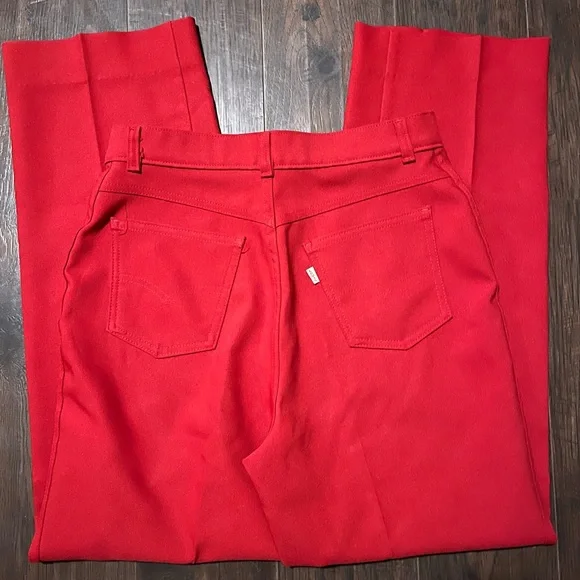Vintage 1980's Levi's Red Polyester High Waisted Pants - Picture 2 of 6